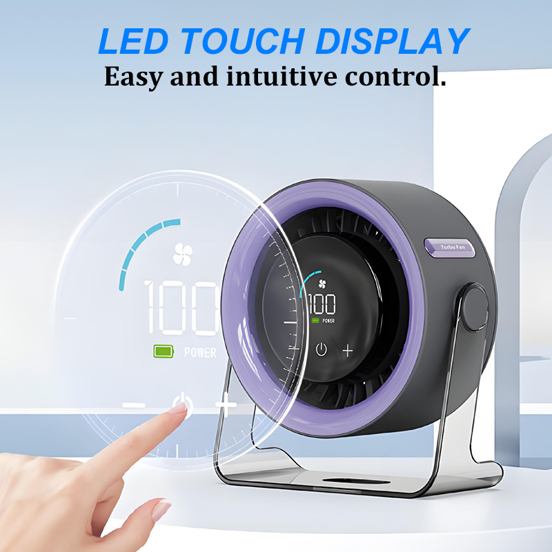 100-Speed Mini Desk Fan with Digital Display