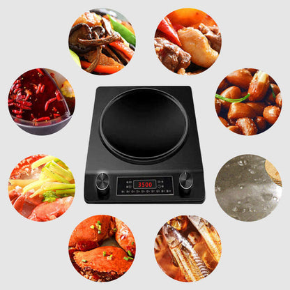 3500-watt induction hob, 10 temperature settings